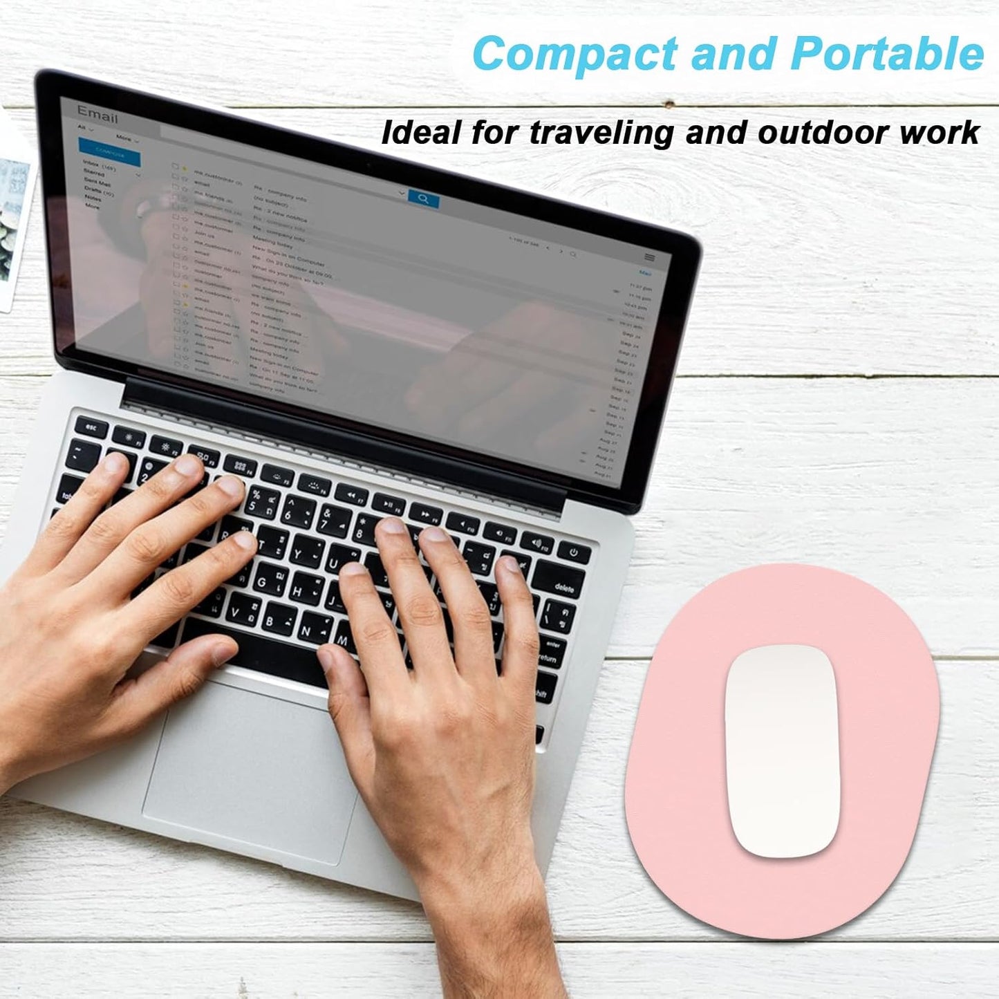 Rimilak Small Mouse Pad 6 x 8 Inch, Takes up Wrist and Mouse Space, Waterproof Compact Mini Mouse Mat for Laptop Computer Wireless Mouse Keyboard Home Office Travel,Pink