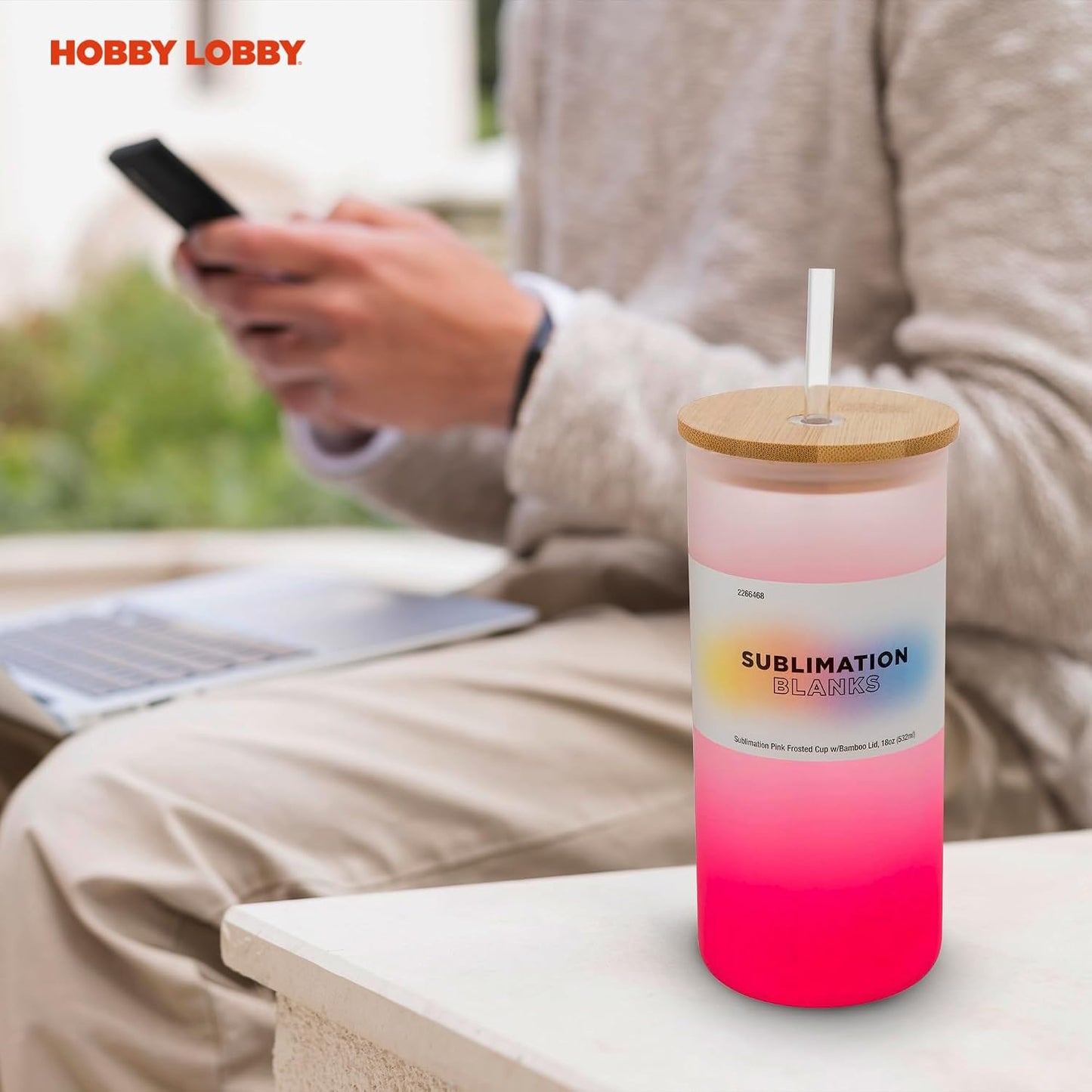 Frosted Glass Tumbler (18 Oz, Pink) - Insulated & Lightweight Glass Cup w/Bamboo Lid, Straw - Perfect for Custom Gifts