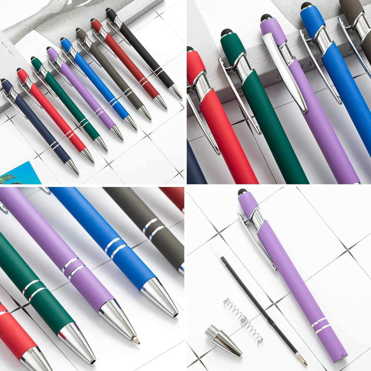Personalized Pens with Name Text Logo Custom Ballpoint Pen for Business Office Events with Stylus for Touchscreen 50 Pcs Peach
