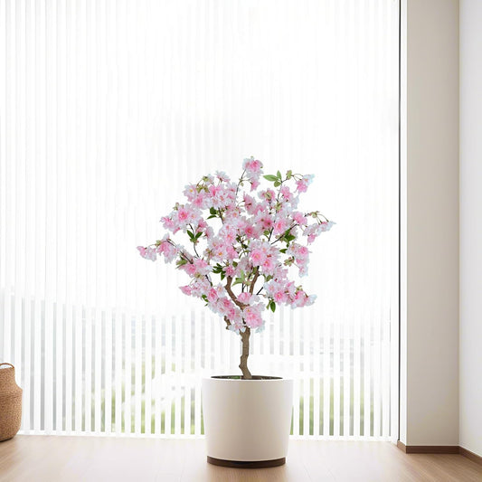 4FT Artificial Cherry Blossom Tree, Lifelike Pink Cherry Tree in Pot for Indoor Garden, Office, Wedding, Party & Hotel Decoration