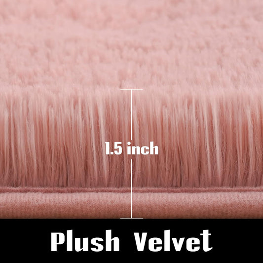 Jelymark Super Soft Shaggy Rug for Bedroom, 4x5.9 Feet Fluffy Carpet for Living Room, Fuzzy Indoor Plush Area Rug for Home Decor, Furry Floor Rugs for Dorm, Kids Nursery Rug for Girls, Blush Pink