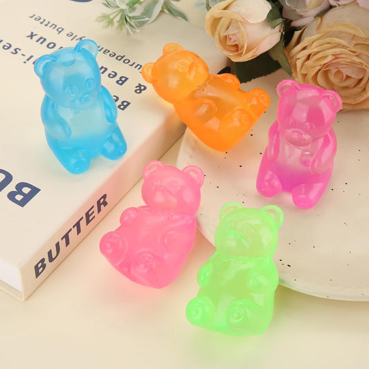 Gummy Bear Squishy Toys, Squeeze Fidget Toys for Stress Relief Sensory Stress Balls for Kids and Adults Birthday Gifts Party Favors Stocking Stuffers Class Prizes- Pink