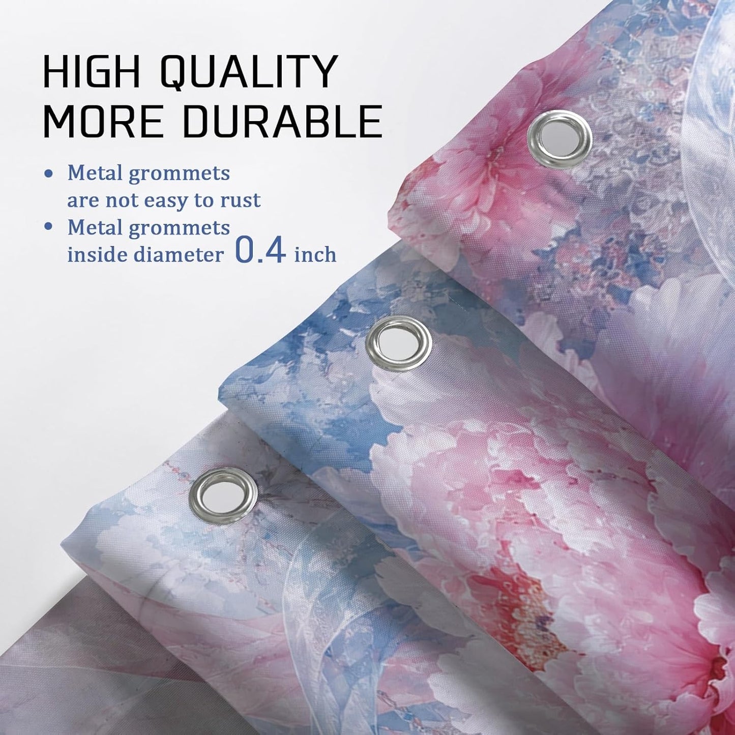 Peony Shower Curtain, Romantic Elegant Ribbons Floral Spring Peach Waterproof Fabric Toile Cloth Shower Curtains for Bathroom Bathtub Apartment Decor 72x72 Inch