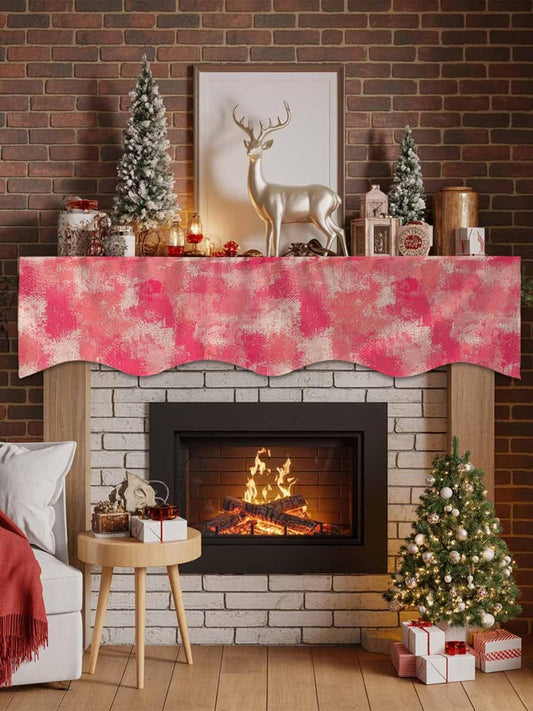 Pink Splatters Mantel f 70 x 17 Inch, Pink Rose Petals Fireplace Mantel f Mantle Cover Runner for Home Living Room Indoor Holiday Party Decor