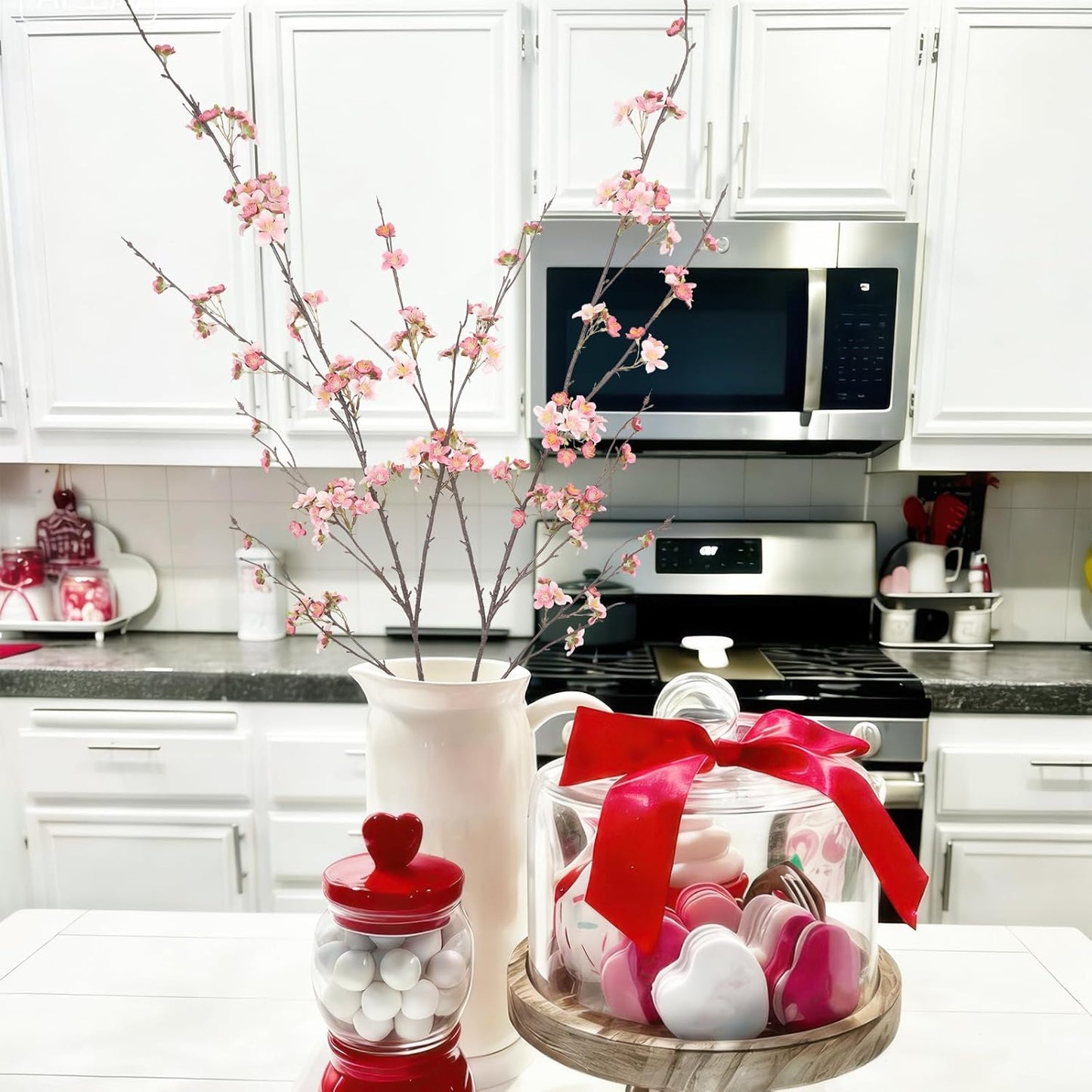 2Pcs Cherry Blossom Branches Long Stems Fake Flowers for Spring Indoor Home Decor 52" Faux Artificial Cherry Flowers for Tall Vase Wedding Office Party Centerpieces Bedroom Decor Champagne Pink