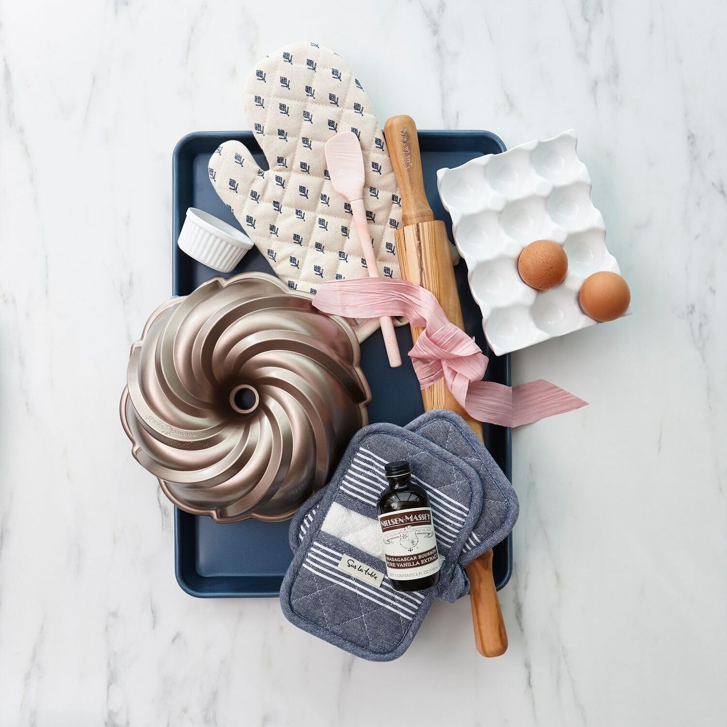 Sur La Table Flex-Core Mini Silicone Spatula and Spatula Spoon, Set of 2, Light Pink