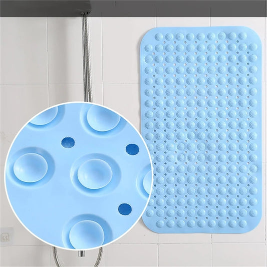 Large Toilet Bathroom Bathtub Shower Non-Slip Bath Rug with Suction Cups Floor Mat Massage Cushion(Pink)