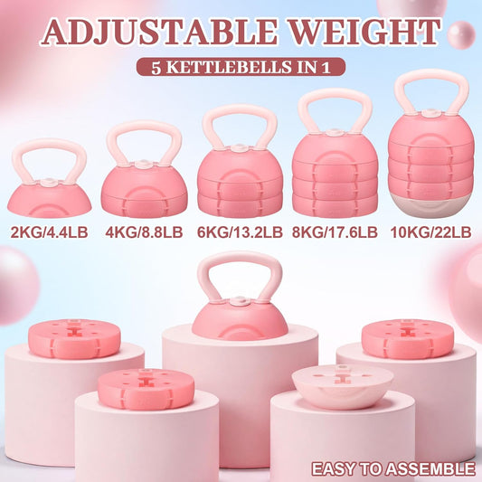 Adjustable Water Filled Kettlebell 5/8/13/17/22 lb Water Filled Kettlebells Weights Set for Home Gym, Kettle Bell Sets for Women at Home and Cross-training Exercise