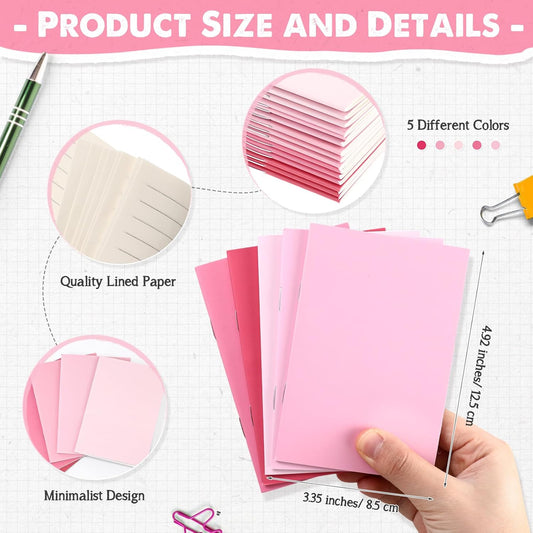 Eaasty 20 Set Mini Notebooks with Ballpoint Pens Bulk Graduation Gift for Teacher Students Small Pocket Notepads Composition Journals Employee Appreciation Gift for Nurse Staff(Pink Series Colors)