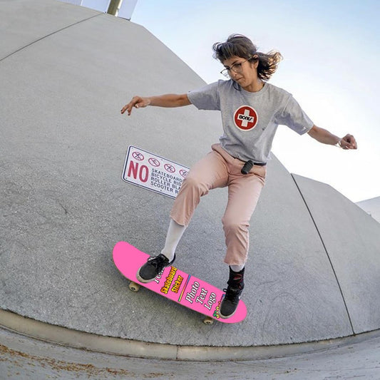 Personalized Skateboard Stickers, Add Picture Logo Text, Custom Fashion Skateboard Sticker for Scooter Longboard, Gifts for Dad Brothers, HotPink, 9"x31"