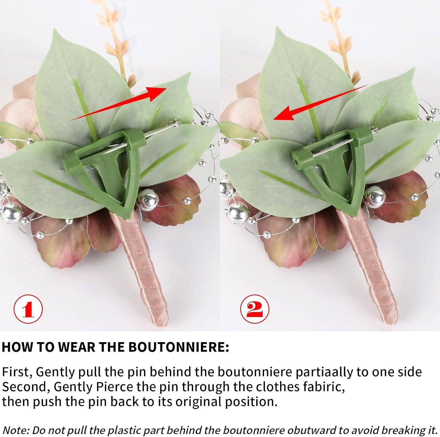 Pink Corsage and Boutonniere Set, Boutonniere for Men, Wrist Corsage Bracelets Rose Buttonholes Suit Decoration for Prom, Wedding, Party, Bride, Bridesmaids(Pink)