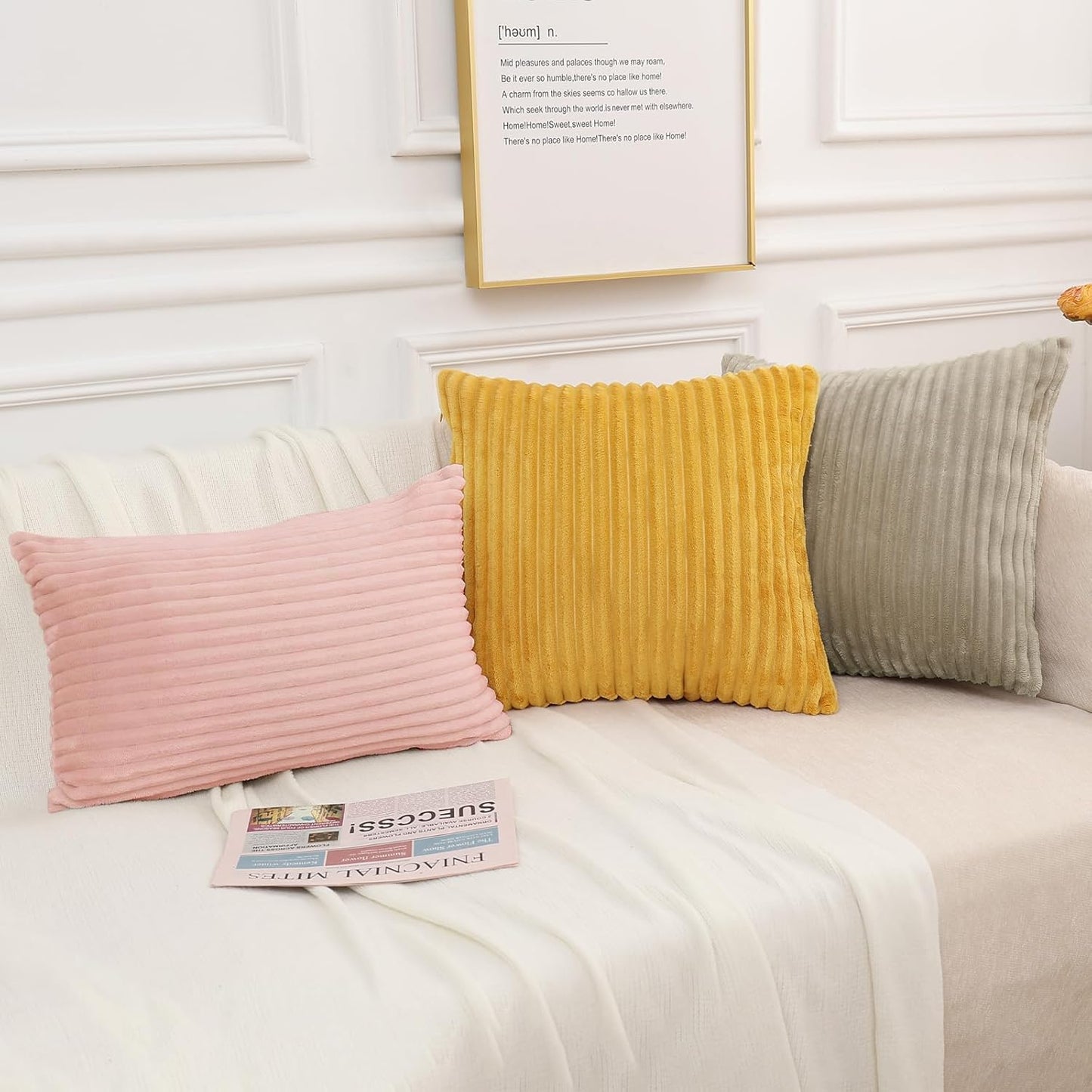 Simmore Decorative Summer Throw Pillow Covers 18x18 Set of 2, Soft Plush Flannel Double-Sided Fluffy Lumbar Pillow Covers for Couch Sofa Living Room, Pink