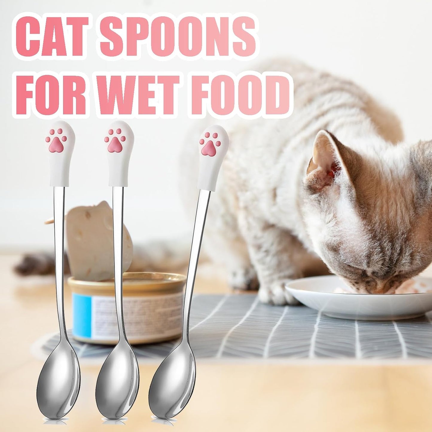 5 Pcs Pet Food Can Supplies Set - Dog and Cat Food Lid, Can Opener, Spoons for Wet Food (Pink)