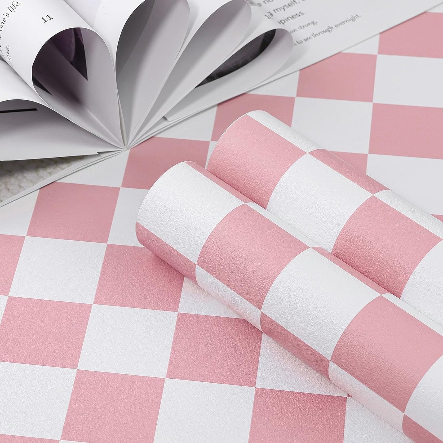 Amiya Checkered Wallpaper Peel and Stick Pink Mosaic Checkerboard Contact Paper 17.3”X120”Modern Self Adhesive Vinyl Removable Wall Paper for Shelf Liner,Classroom,Cabinets,Living Room