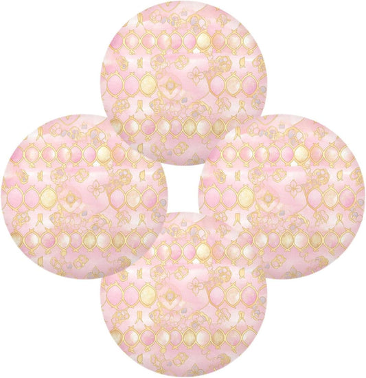 Quatrefoil Pattern Peach Gold Trendy Washable Round placemats for Dining Table Quilted Reversible placemats PVC placemats for Dining Table placemats Easy to Clean Waterproof Summer placemats