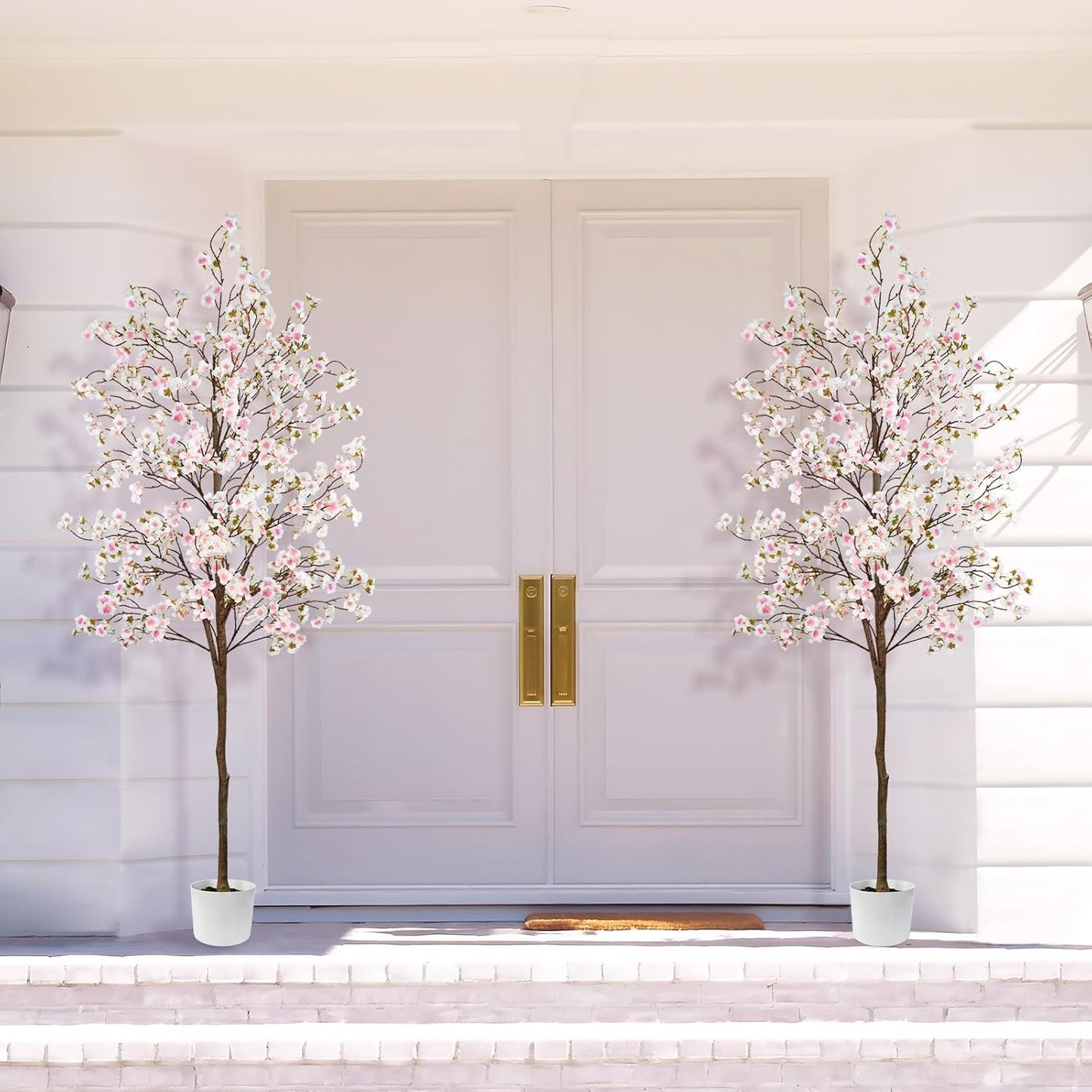 Caxchiling Cherry Blossom Tree 6FT, Artificial Pink Tree Indoor with White Planter, Faux Potted Silk Plant for Home, Office, Wedding, Garden, Party, Hotel Decoration