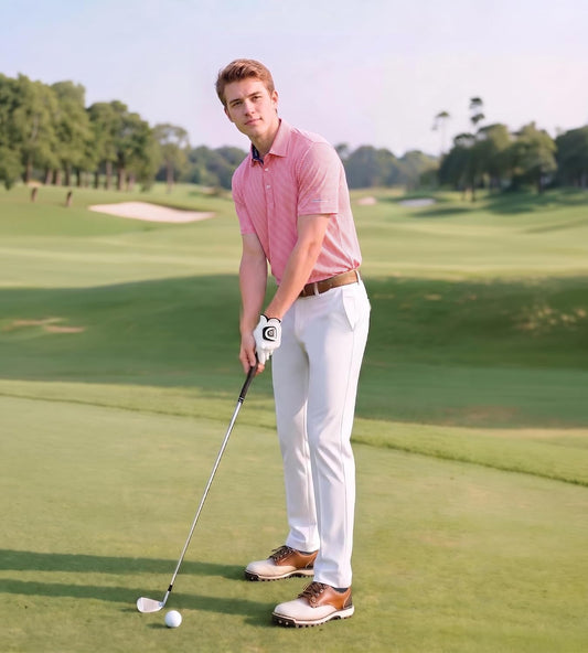 Men's Golf Polo Shirts - Moisture Wicking High Performance Short Sleeve Striped Collared Sports Casual Shirt
