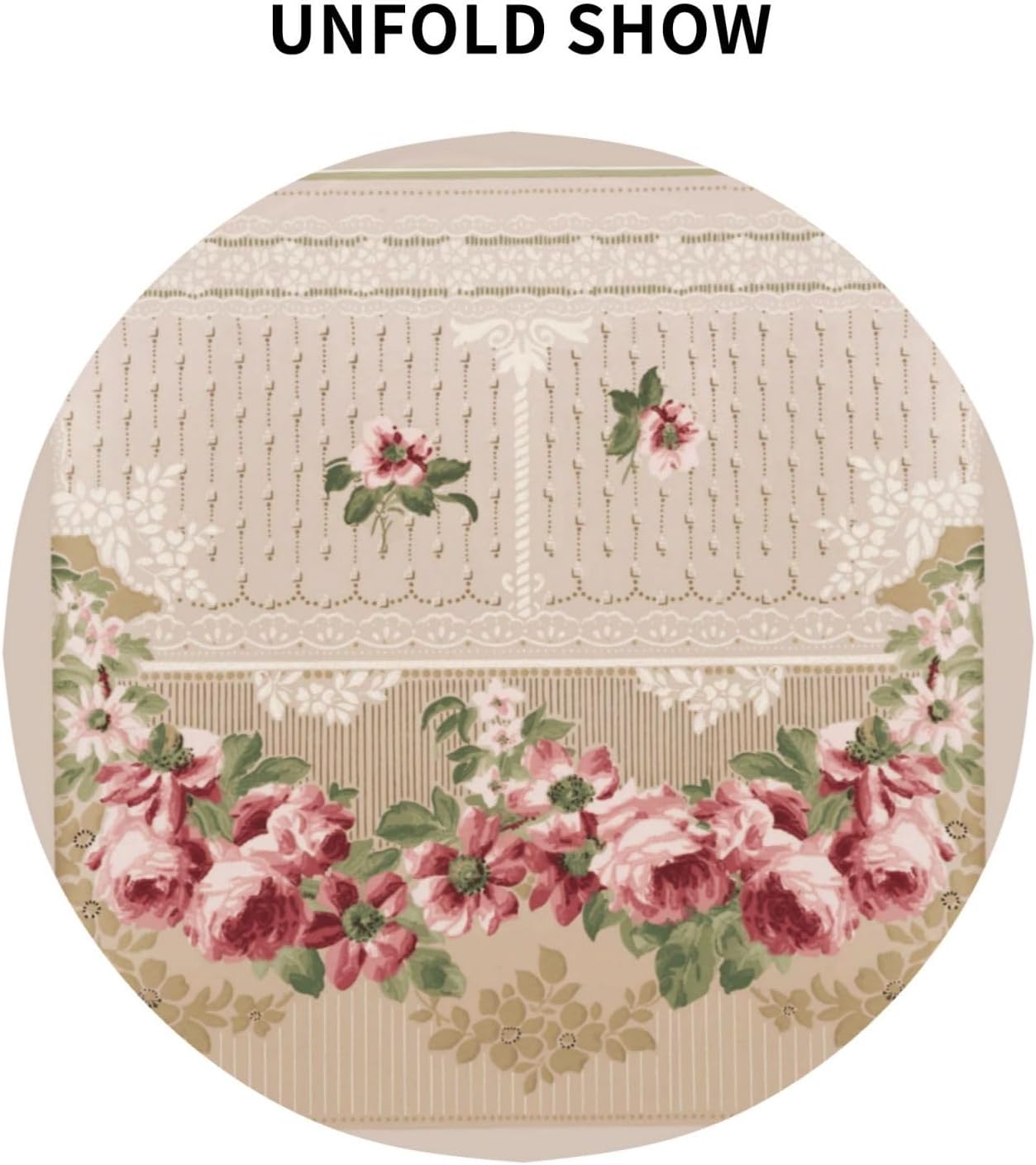 Romantic Victorian Pink Floral Round Tablecloths 60 Inch Decorative Washable Fabric Table Covers for Dining Kitchen Party Outdoor
