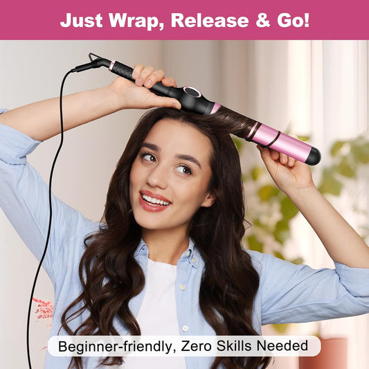 ORYNNE 1.25 Inch Curling Wand for Long Hair, Extra Long Barrel Ceramic Hair Wands, 7 Adjustable Heats, 110-240V Dual Voltage Thick Wand Curling Iron, 60 Minutes Auto Shut Off