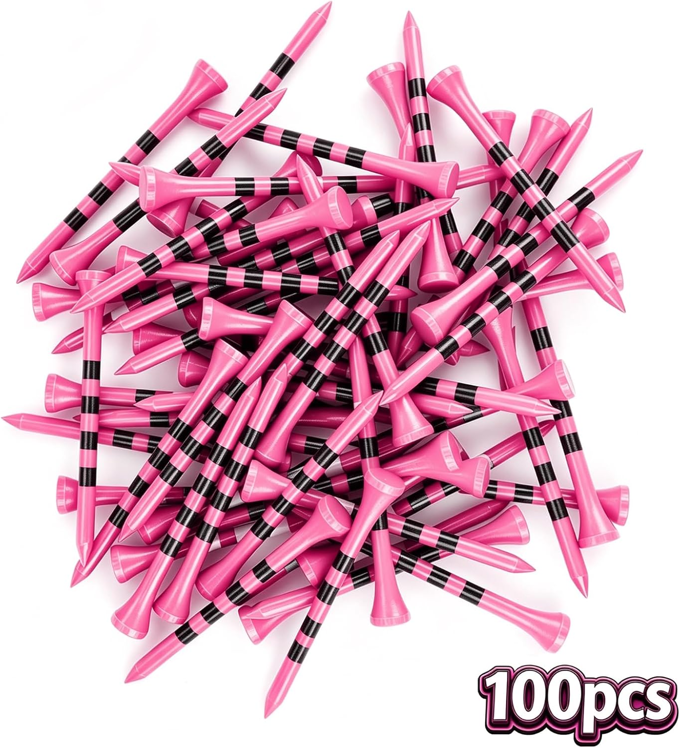 Wooden Golf Tees 3-1/4", 2-3/4", 2-1/8", 1-1/2" Available, 100 Count (Natural Color, White, Black, Blue, Red, Green, Yellow, Pink, Orange)