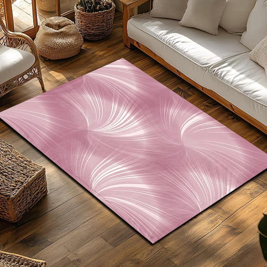 Pink Abstract Modern Area Rug Living Room Floor Carpet STYL Machine Washable Boho Rug Non Slip Abstract Large Rugs for Bedroom,(45x75cm(17.72x29.53in))
