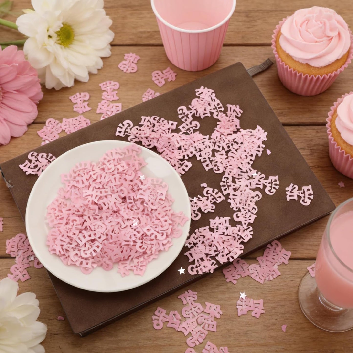 Pink Baby Shower Confetti - 1000PCS Glitter Table Decor for Girl Birthday, Gender Reveal, Baby Sprinkle & Party Decorations