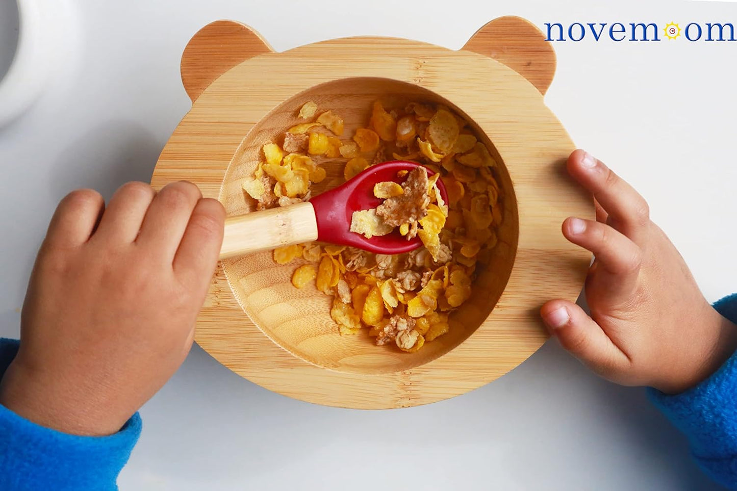 Suction Bowls for Baby- Bamboo set- LED Weaning Spoons- BPA Free - Toddler bowl and spoon set- Pink