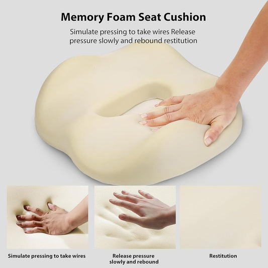 Ergonomic Memory Foam Seat Cushion - Suitable for Office Chairs, car Seats, and wheelchairs. Relieves Tailbone and Hip Pain. Durable and Comfortable.-Double Pink-M Runs Small