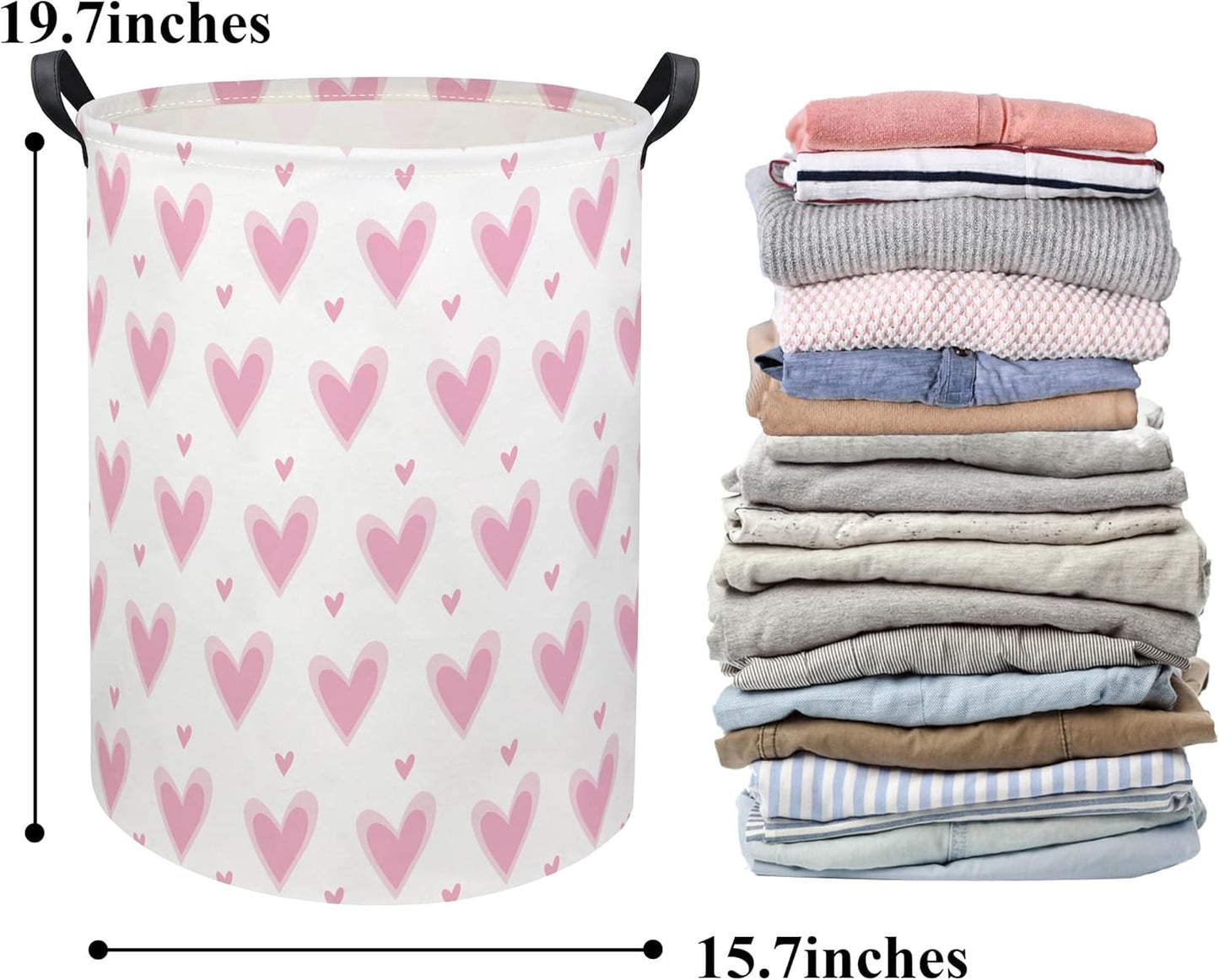 Baby Laundry Basket Baby Hamper for Nursery Girl Kids Butterfly Hamper Cute Kids Toys Storage Bin Organizer Butterfly Room Decor for Home(Pink Hearts)