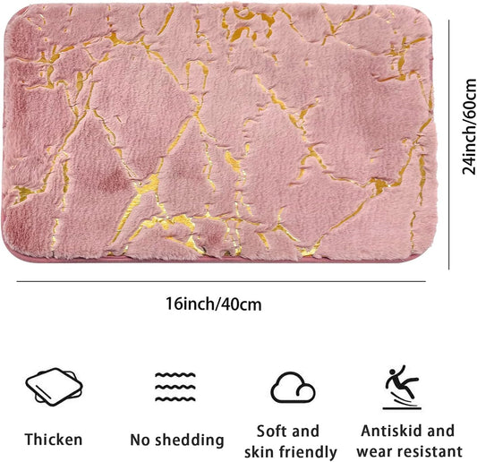 Marble Bathroom Rugs Nonslip Pink Bathroom Mats Ultra Soft Washable Bath Mats for Bathroom Floor Mats Carpet Water Absorbent Shower Rug Decoration for Kitchen Bedroom Living Room