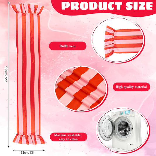 JarThenaAMCS Ruffle Table Runner Orange Pink Striped Rectangle Decorative Table Decoration for Farmhouse Home Kitchen Dining Baby Bridal Shower Wedding Party Decor, 13 x 72 Inch