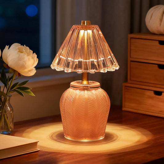 Battery Operated Lamp with Timer, Small Vintage Cordless Table Lamp for Office Desk Shelf, Pink Bedside Lamp for Living Room Entryway Bedroom Bathroom,Birthday Valentine's Gift for Her Women