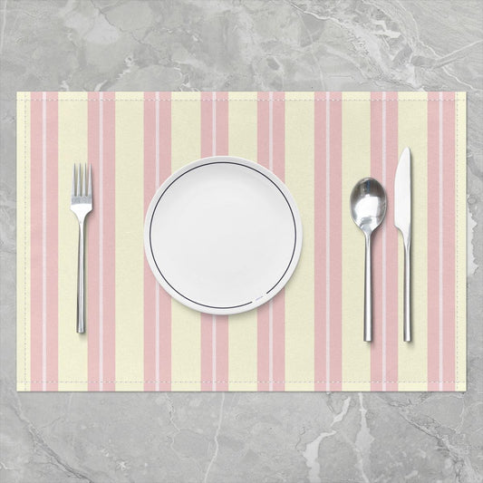 Moder Pink Striped Placemats Set of 4,Classic Vertical Stripe Table Place Mats for Kids Boys Girls,Modern Abstract Placemat Geometric Minimalist for Kitchen Dining Table Decoration 12"x18"