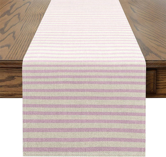 Feelyou Light Pink Stripes Table Runner,13 x 60 Inch Geometric Dresser Scarfs Stripe Line Dresser Runners Modern Striped Art Table Decor for Home Party Light Pink