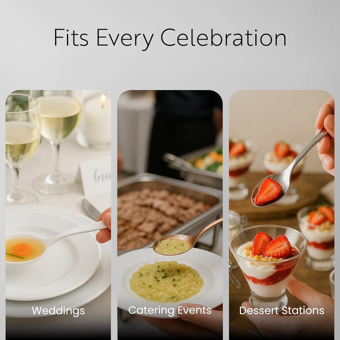 Restaurantware 4 Inch Mini Spoons 100 Disposable Tiny Spoons - Heavy-Duty Pair With Appetizers Or Desserts Rose Gold Plastic Sample Spoons For Parties Weddings Or Catering