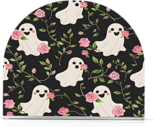 Ghost Pink Rose Pattern Napkin Holder for Table Kitchen Decor Acrylic Paper Napkin Holders for Tissue Dining Room Indoor Outdoor Party Holiday Accessories