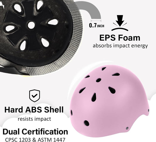 Skateboard Bike Helmet, Lightweight Adjustable, Multi-Sport for Bicycle Skate Scooter, 3 Sizes for Adult Youth & Kids