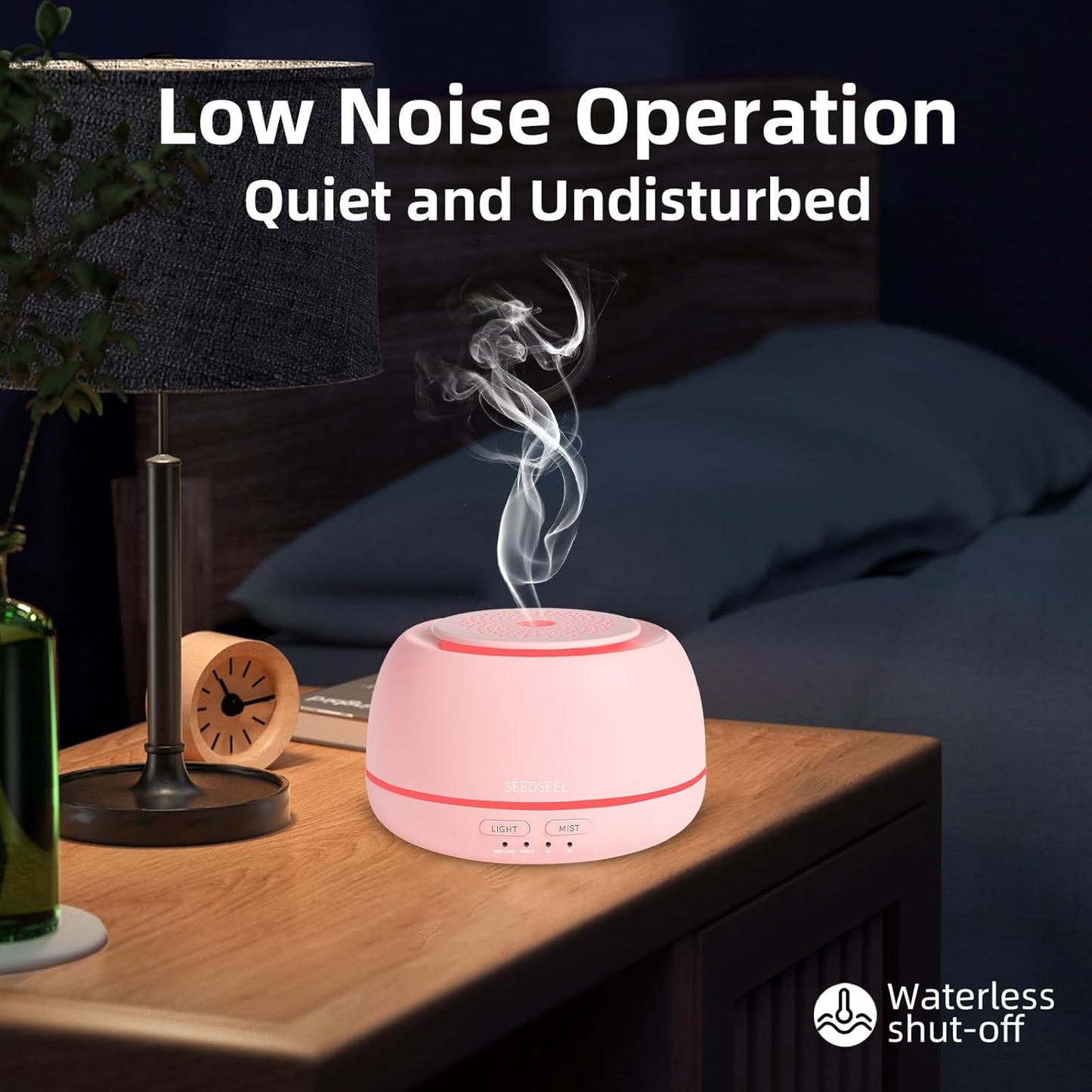 SEEDSEEL 300ML Essential Oil Diffuser with 7 Color LED Light, Remote, 4 Timers, Auto-Off, Ultrasonic Aromatherapy Diffuser for Office, Bedroom, Yoga, Home