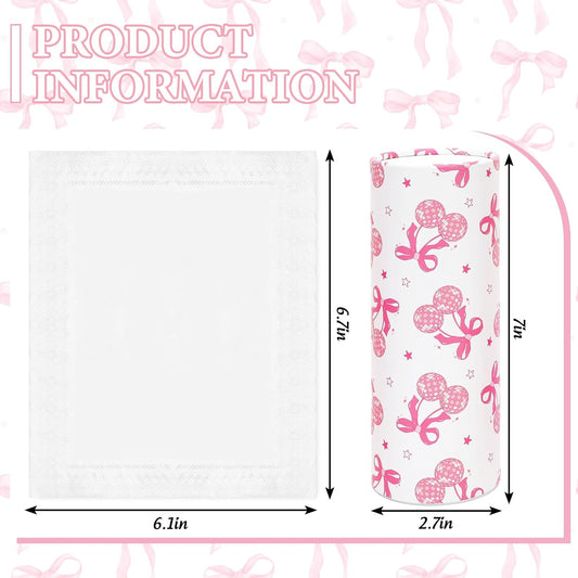 FYSUIMU 16Pcs Pink Bow Car Tissue Holder with Facial Tissue Pink White Bow Round Tissue Tubes for Travel Car Cup Holder Home