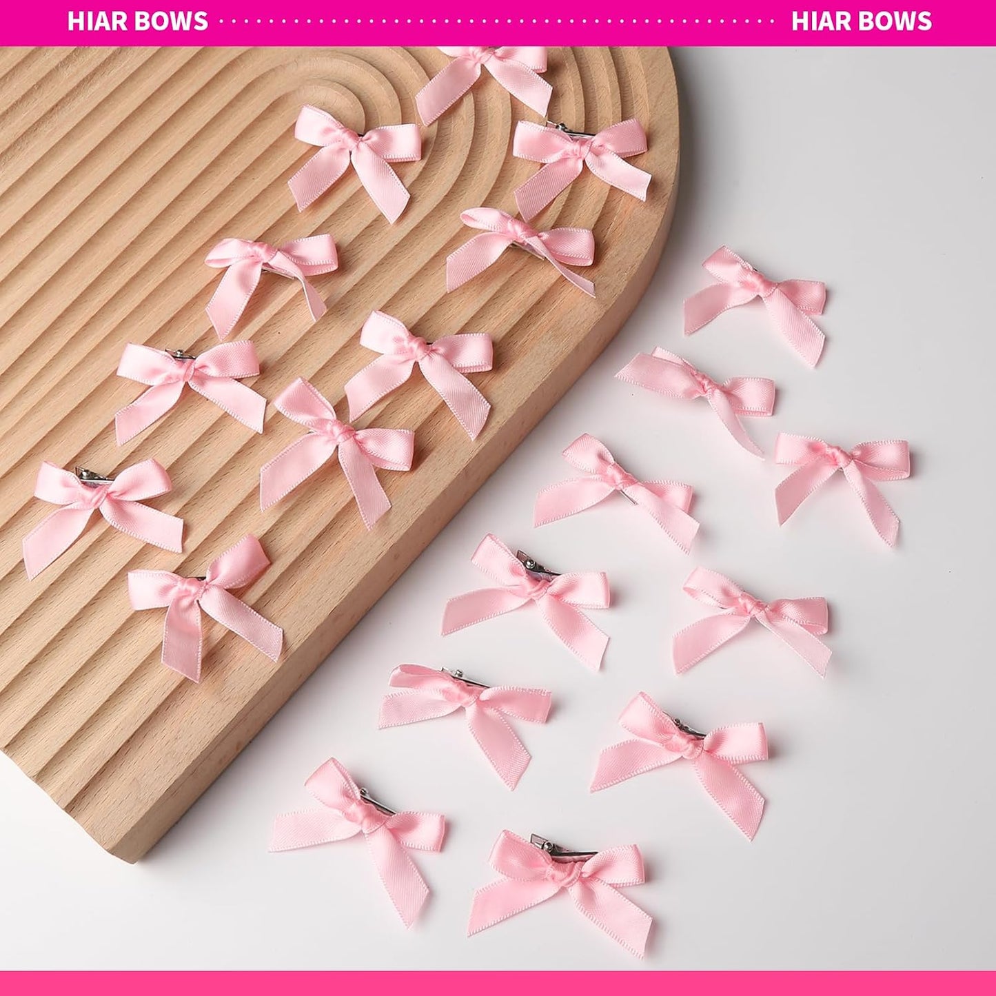 YGDZ Pink Mini Bows, 20PCS Ribbon Pink Hair Clips Barrettes with Box, Small Pink Bow for Hair, Cute Hair Bowknot, Hair Accessories for Women Girls