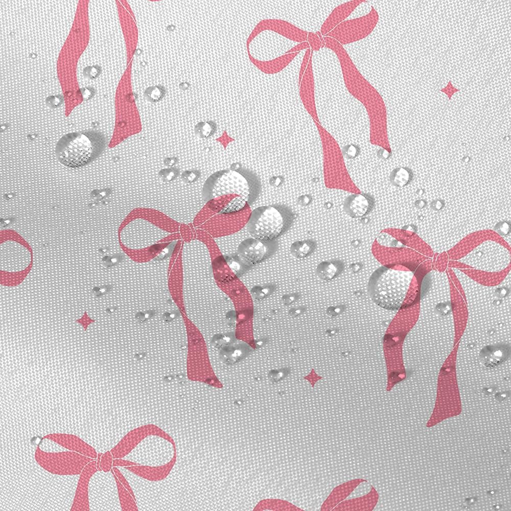 Pink Bow Shower Curtain Ribbon Bowknot,Woman Teenage Girl Fabric Shower Curtains for Bathroom Decor 72x74 Inch