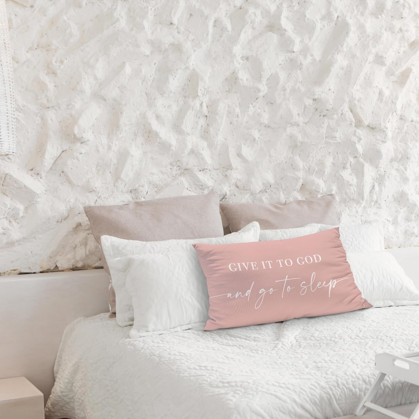 Knibeo Give It to God and Go to Sleep, Decorative Pillows Cover for Bed, Throw Pillows Cover for Bed,12x20 Inch Pillow Case,Decorative Bed Pillows Cover for Bedroom Room(12x20,Pink)