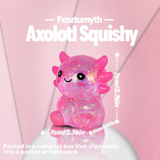 Sitting Axolotl Squishy Toy, Pink Soft Gel Stress Relief Fidget Toys for Kids Boys Girls Age 3+, Sensory Anxiety Relief Squeeze Toys, Not Easy to Fall Off, 2.76" x 2.36" x 1.77"( 1Pcs)