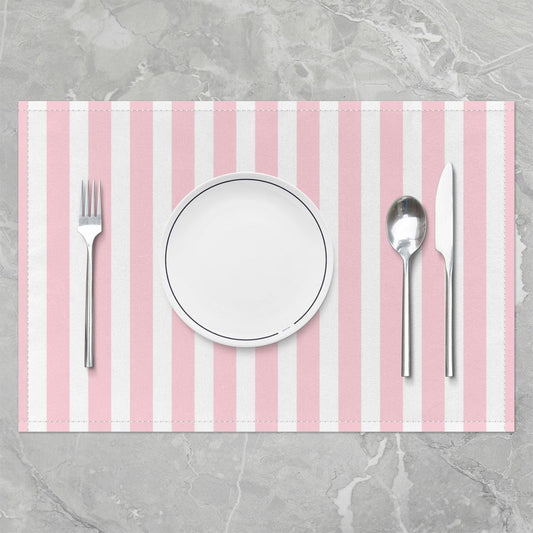 Feelyou Pink White Striped Placemats Set of 4 Stripes Table Mats Aesthetic Place Mat for Kitchen Dining Table Party Decor Indoor Outdoor 18"x12" Non-Slip Easy to Clean