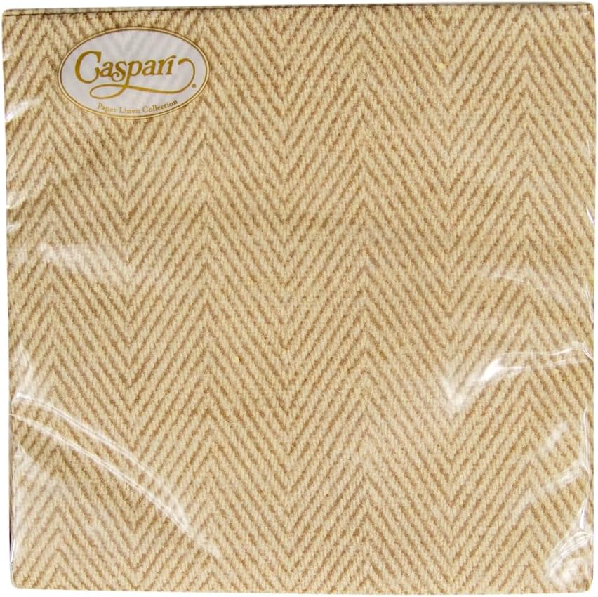 Caspari Natural Jute Paper Linen Cocktail Napkins, Two Packs of 15