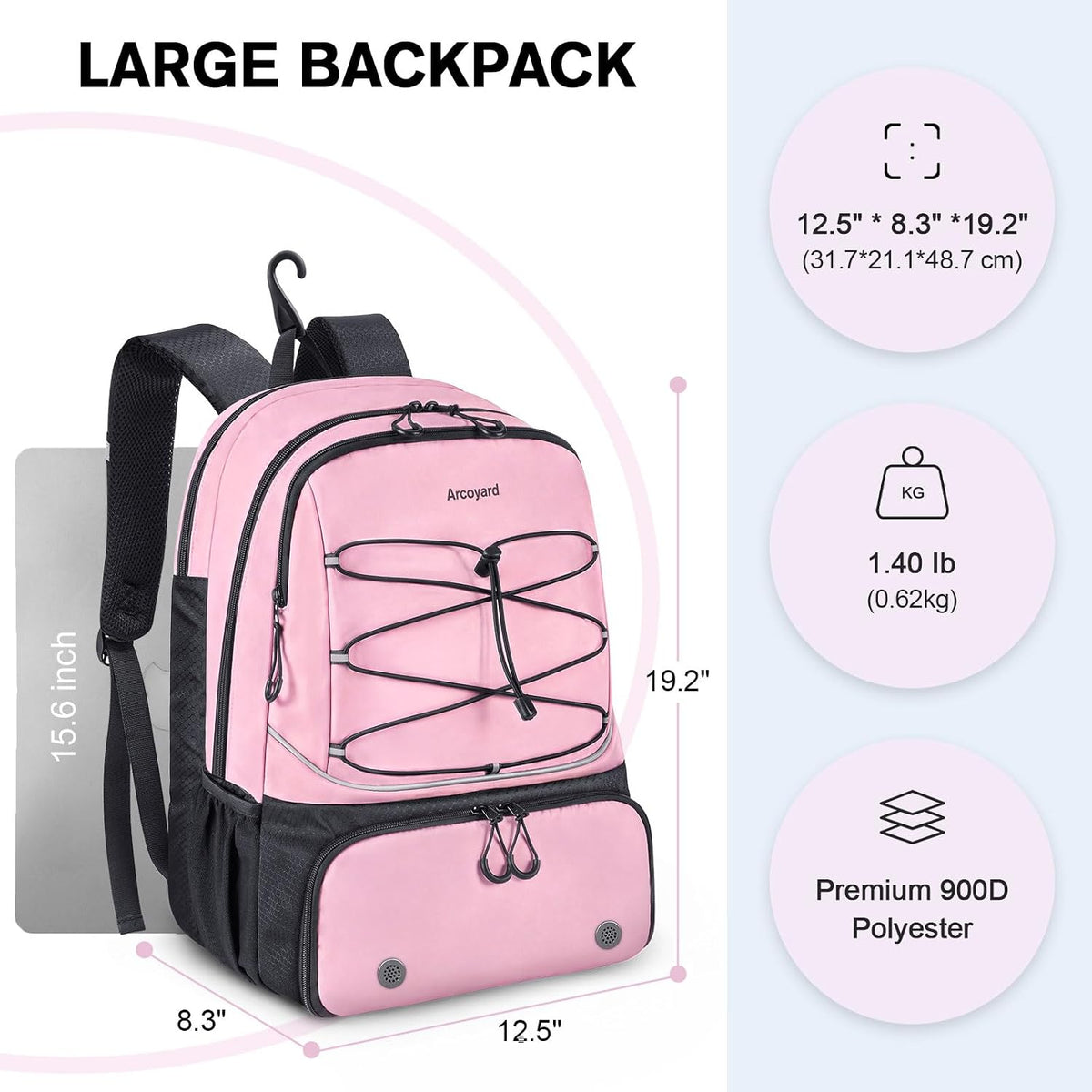 Tennis Bag Holds 2 Rackets, Professional Tennis Bags for Women, Tennis Backpack with Ventilated Shoe Compartment