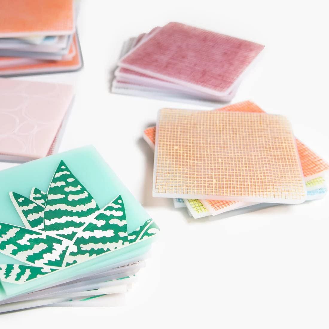 Set of 4-14 x 16 Placemats and Set of 4-4 x 4 Coasters, Silicone, BPA, PVC-Free, Dishwasher Safe, Pebbles Print in Blush