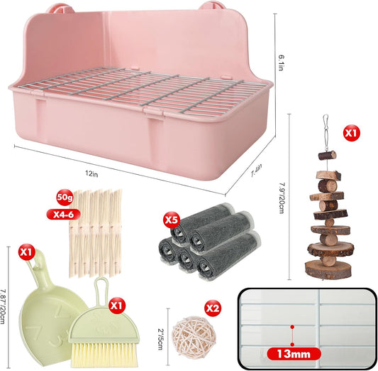 Rabbit Litter Box Bunny Litter Box Guinea Pig Potty Trainer Corner Bedding Pet Potty Pan for Rabbit Guinea Pig Ferret Small Animal Cage Accessories