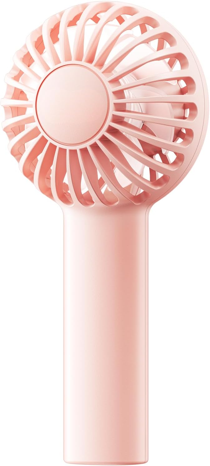 Mini Portable Fan - Rechargeable Handheld Fan, 3 Speeds Personal Small Hand Gifts for Travel Essentials, Lash, Makeup, Eyelash, Kids, Girls, Women - USB, Cute Design Pink