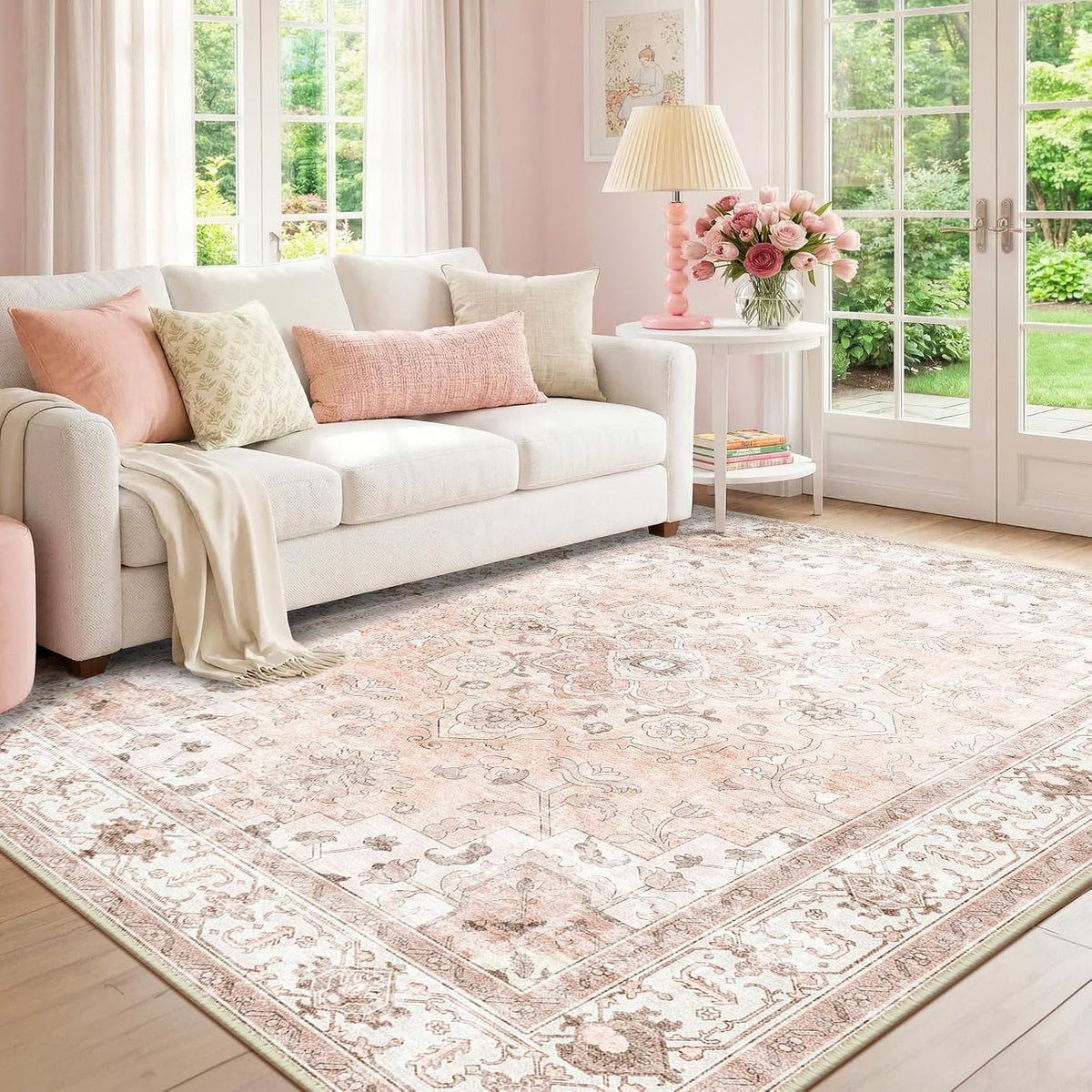 5x7 Washable Nursery Girls Low Pile Area Rug Pink